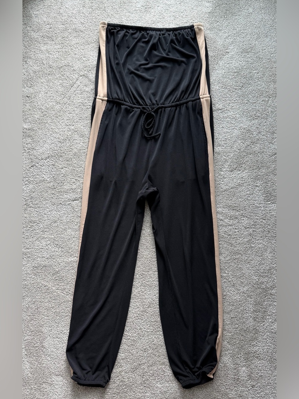 Express Strapless Jumpsuit Romper Black Taupe Side Stripe Size Large